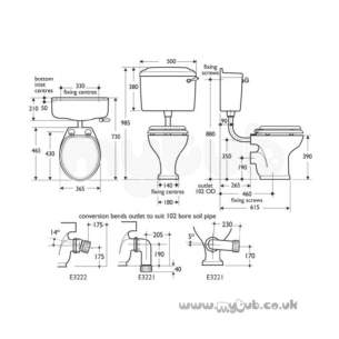 Ideal Standard Classic -  Ideal Standard Classic E4750 Cistern Ex Lever White