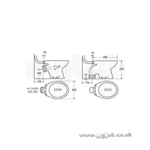 Armitage Shanks Commercial Sanitaryware -  Armitage Shanks Senia S353501 355mm Wc S Trap Pan Wh