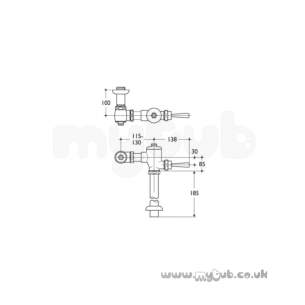 Armitage Shanks Commercial Brassware -  Armitage Shanks Modus 2 S9014 Exposed Flushvalve Cp