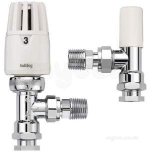Pegler Bulldog TrvS and Manual Valves -  Bulldog 643101 Chrome/white Thermostatic Radiator Valve Lockshield Valve Pack 8mm/10mm