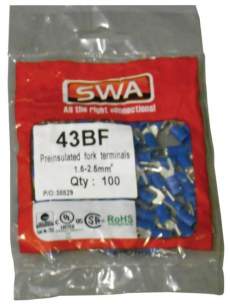 Electrical Accessories and Components -  Specialised Wiring Accesories Fork Terminal 4.3mm Blue (pack Of 100)