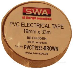 Electrical Accessories and Components -  Specialised Wiring Accesories Pvc Tape 19mm X 33mm Brown