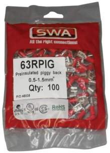 Electrical Accessories and Components -  Specialised Wiring Accesories Piggy Back Terminal 6.3 Red (pack Of 100)