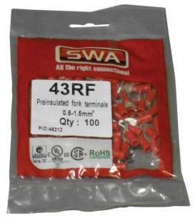 Electrical Accessories and Components -  Specialised Wiring Accesories Fork Terminal 4.3mm Red (pack Of 100)