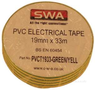 Electrical Accessories and Components -  Specialised Wiring Accesories Pvc Tape 19mm X 33mm Green/yellow