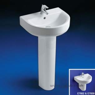 Ideal Standard Concept -  Ideal Standard Arc E787401 600mm Two Tap Holes Basin White