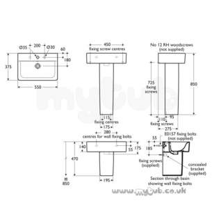 Ideal Standard Concept -  Ideal Standard Cube E799201 550mm One Tap Hole Short Basin White