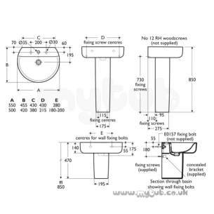 Ideal Standard Concept -  Ideal Standard Sphere E786201 550mm One Tap Hole Basin White