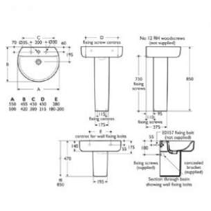 Ideal Standard Concept -  Ideal Standard Sphere E789201 500mm One Tap Hole Basin White