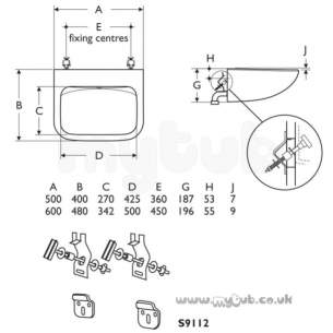 Armitage Shanks Commercial Sanitaryware -  Armitage Shanks Contour 21 Basin 50cm White Nof Plus Chn Two Tap Holes Special