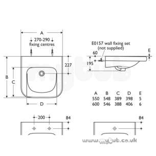 Armitage Shanks Commercial Sanitaryware -  Armitage Shanks Contour 21 Basin 60 White Wheelchair 2th S216901