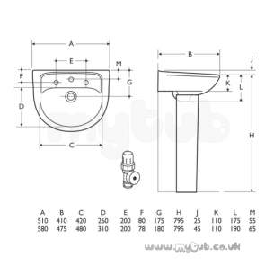 Armitage Entry Level Sanitaryware -  Armitage Shanks Montana S210101 510mm One Tap Hole Basin Wh Refired