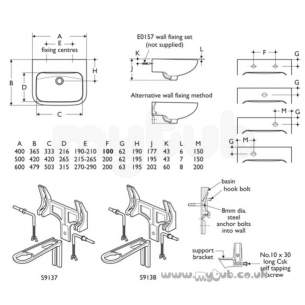 Armitage Shanks Commercial Sanitaryware -  Armitage Shanks Portman 21 Basin 50cm White Of Plus Chn 2th