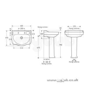 Ideal Standard Classic -  Ideal Standard Reflections E4721 600mm One Tap Hole Basin Wh