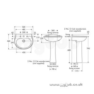 Armitage Sandringham Select -  Armitage Shanks Sandringham Classic S2033 560mm Two Tap Holes Basin Wh