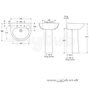 Armitage Entry Level Sanitaryware -  Armitage Shanks Ova S2955 Pedestal Hm