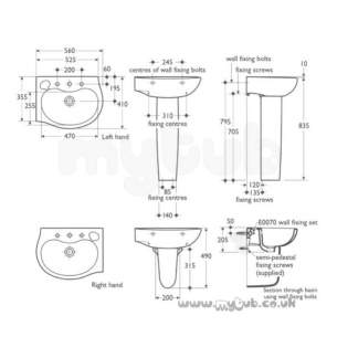 Ideal Standard Space -  Ideal Standard Space E6131 Two Tap Holes Right Hand O/set Corner Basin Wh