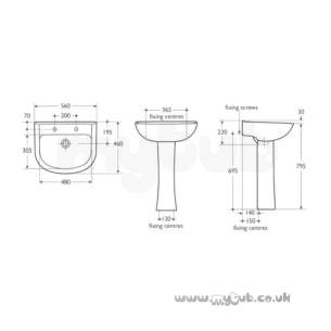 Ideal Standard Baronet -  Ideal Standard E0340 Pedestal White