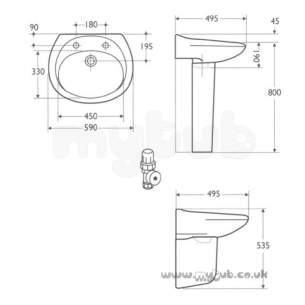 Armitage Entry Level Sanitaryware -  Armitage Shanks Tiffany/montana S292001 Pedestal Wh