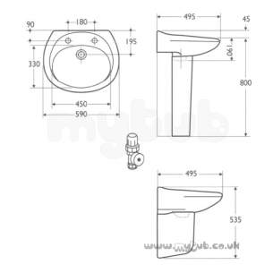 Armitage Shanks Luxury Sanitaryware -  Armitage Shanks Cameo S204101 590mm One Tap Hole Basin White