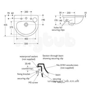 Armitage Sandringham Select -  Armitage Shanks Sandringham S2458 500mm One Tap Hole Semi-countertop Basin Wh