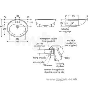 Armitage Shanks Luxury Sanitaryware -  Armitage Shanks Accolade S2418 560mm Two Tap Holes Semi-countertop Basin Wh