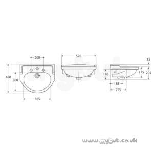 Armitage Shanks Mid Range Sanitaryware -  Armitage Shanks Lichfield S2465 One Tap Hole S/c Washbasin Wh