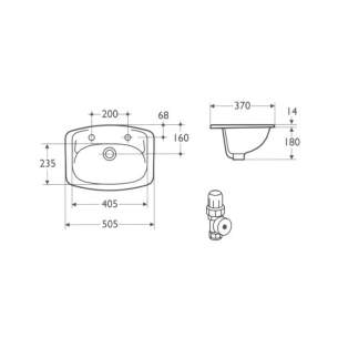 Armitage Vanity Basins -  Armitage Shanks Planet S258001 505mm Two Tap Holes V Basin Wh Special Incl Del