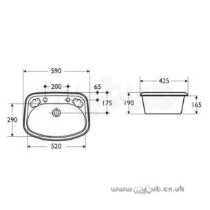 Ideal Standard Art and Design -  Ideal Standard Charlotte S2660 Ctp 590mm One Tap Hole Basin Blk/wh