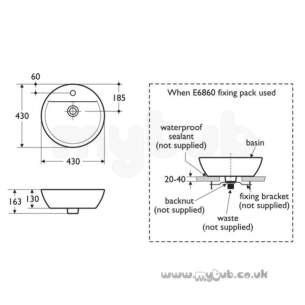 Ideal Standard Concept -  Ideal Standard Sphere E803901 430mm One Tap Hole Vessel Basin White