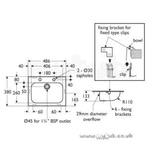 Armitage Shanks Commercial Sanitaryware -  Armitage Shanks Berwick2 Ctp Basin 49x38 Pol S/s 2th