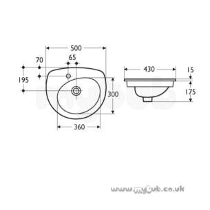 Ideal Standard Create -  Ideal Standard Drift E3085 500 X 430 One Tap Hole Right Hand C/t Basin Wh