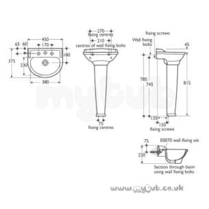 Ideal Standard Classic -  Ideal Standard Revue 450mm Two Tap Holes Handrinse Basin White