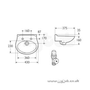 Armitage Sandringham Select -  Armitage Shanks Sandringham Classic S2736 430mm One Tap Hole Basin Wh