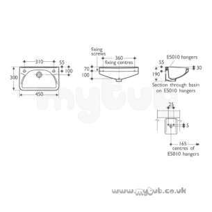 Ideal Standard Baronet -  Ideal Standard Baronet E1530 450mm Two Tap Holes Basin White Obsolete