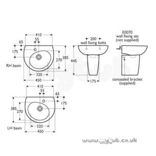 Ideal Standard Create -  Ideal Standard Drift E3088 450 X 380 One Tap Hole Left Hand H/r Basin Wh