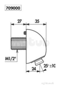 Delabie Showers -  Delabie Vandal Proof Round Shower Head M1/2 Inch For Walls 230mm