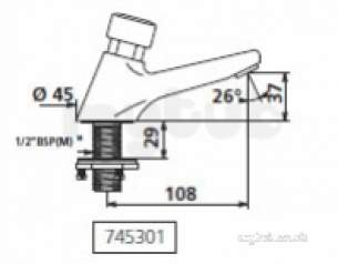 Delabie Basin Taps -  Delabie Tempostop Ab Basin Tap M1/2 Inch 7sec Back Nut With 3 Screws