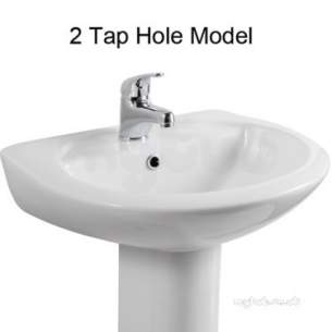 Eastbrook Sanitary Ware -  Loire 535 Basin Two Tap Holes White 75.0014