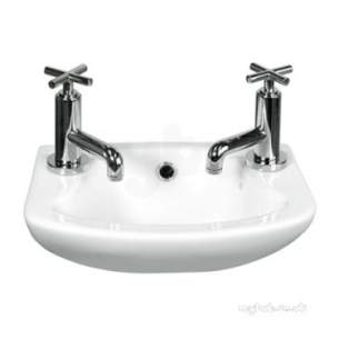 Eastbrook Sanitary Ware -  Loire 350 X 250 Cloakroom Basin Two Tap Holes White 75.0018