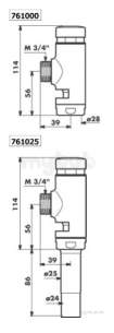 Delabie Showers -  Delabie Tempoflux Wc Exp Kit M3/4 Inch Angled 7sec Valve Plus Tube 24/25