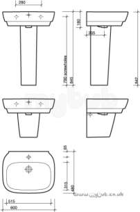 Twyford Encore -  Twyford Encore Square Basin 600 One Tap Hole Wh Er4241wh