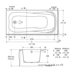 Ideal Standard Acrylic Baths -  Ideal Standard Uniline E4090 800mm End Panel Wh