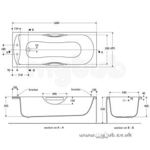 Armitage Shanks Acrylic Baths -  Armitage Shanks Halo S1145 1700mm Two Tap Holes Bath Wh