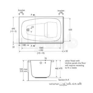 Ideal Standard Space Baths And Panels -  Ideal Standard Space E7284 1200 X 700mm No Tap Holes Bath White