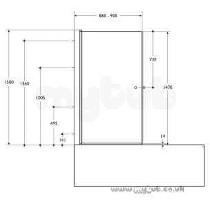 Ideal Standard Create Acrylic Baths -  Ideal Standard Create L9122 Over Bath Screen 1700mm