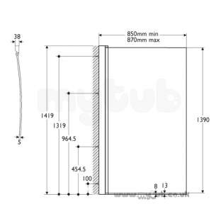 Ideal Standard Acrylic Baths -  Ideal Standard Studio L9142aa 845mm Bath Scr Cr Slv/clr