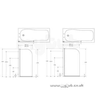Trevi Shower Enclosures -  Armitage Shanks Connect L8402 900 X 1500 Bath Screen Svr/clr