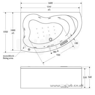 Ideal Standard Create Acrylic Baths -  Ideal Standard Create E317901 160cm Corner Bath Twin Right Hand