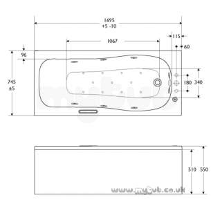 Ideal Standard Create Acrylic Baths -  Ideal Standard Create E319301 170cm Bath Twin Plus Rh